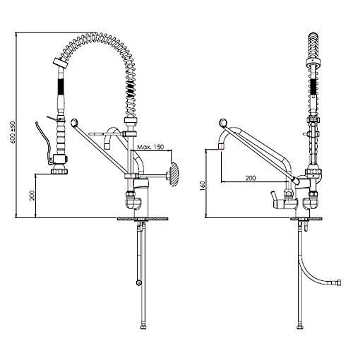 Grifo industrial para uso gastronómico y médico con palanca de codo 4