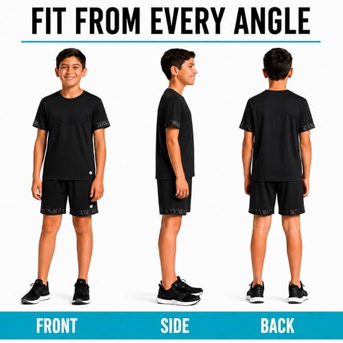 Image of RBX Boys Short Set - 2 Piece Active Performance Short Sleeve Athletic Shirt and Basketball Shorts with Elastic Waistband