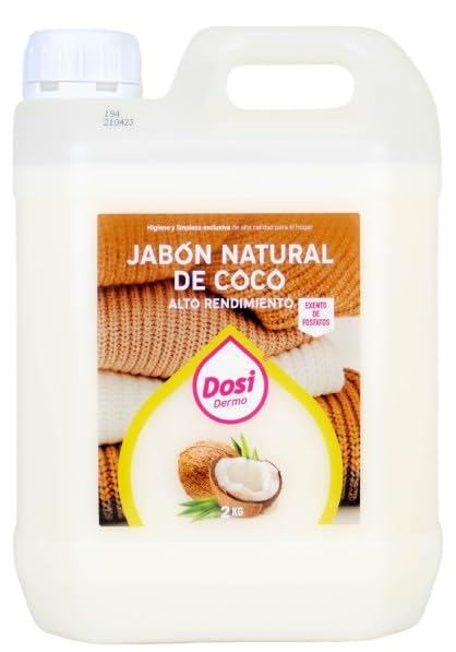 DOSIDERMO_Detergente Líquido Natural de COCO (2KG) | Limpieza Profunda Sin Fosfatos | Jabón Natural para Ropa Blanca y de Color | Hasta 40 Lavados