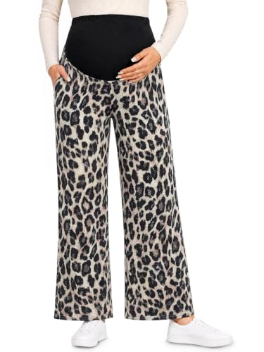 Yousify - Yousify Womens Maternity Pants Wide Leg Leopard Print Pregnancy Trousers (29% Off Amazon Deal)