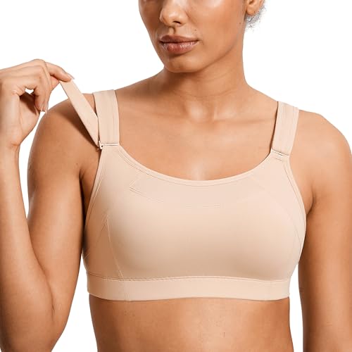 Image of SYROKAN Front Adjustable Sports Bras for Women High Impact | Front Velcro Straps, Wirefree, Double layer Cups, U Back, No Bounce, Running Bra