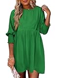 Dokotoo Womens Plus Size Fall Dresses for Women 2025 Empire Waist Cute Babydoll Tunic Dress Casual Short Sleeve Flowy Shirt Dress Church Outfits Green Dresses for Women S
