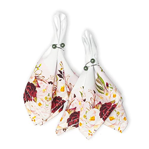Kit Mesa Posta Sousplat 4 Lugares 12 Pçs Micropercal 200 Fios Floral (Capa+Guardanapo+Abraçadeira)