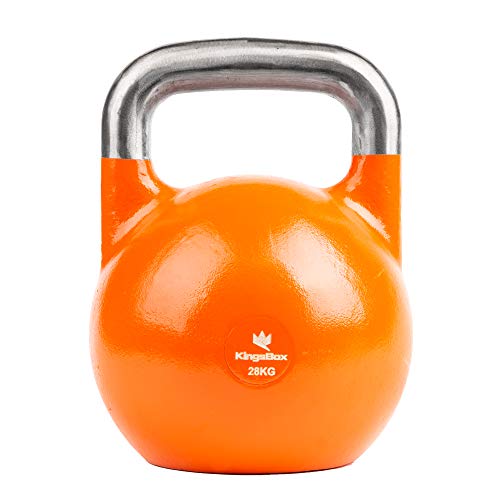 KingsBox Kettlebell Profesional丨Pesa Rusa de Competición de Acero Codificada por Colores丨Balanceo, Peso Muerto, Sentadillas, Arrancada, Levantamiento Turco, Chin-Ups, Thrusters丨Se Venden por Unidad丨28