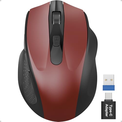 SABLUTE Wireless Mouse for Laptop, USB-A/C, 6 Buttons, 3 DPI