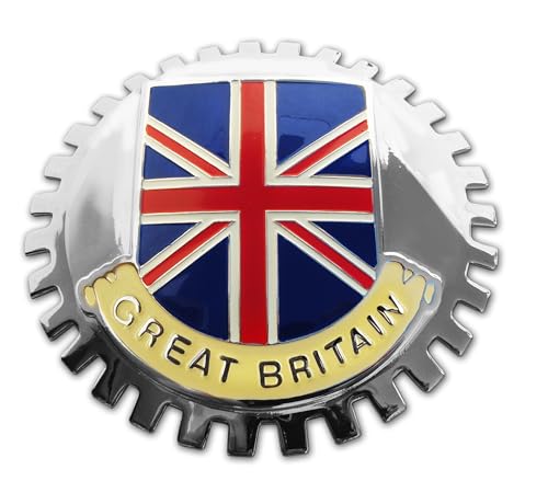 Image of Great Britain British Union Jack Stripes Automotive Grill Badge Emblem for Trucks and Cars