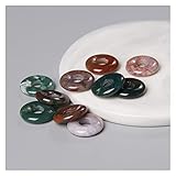 Cantidad:5PCS 5 unids/Set 18 mm Natural Redondo Redondo Grande HOLBOQUE HOLOZO DE Piedra Cristal Colgante for LA JOYERA Que Hace Collar Mujer (Metal Color : NO.16 Indian Agate)