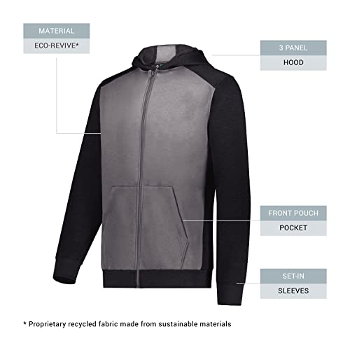 Augusta Sportswear Boys' Youth Three-Season Fleece Full Zip Hoodie, Carbon Heather/Black, Medium4