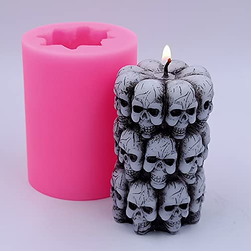 3D Skull Design Silicone Candle Mold Decorated Pillar Candle Mould Handcrafted Silicone Molds For Candle Wax Resin Gyspum Crafts Making #TOP5