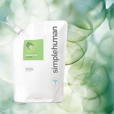 simplehuman Moisturizing Liquid Hand Soap Refill Pouch, 34 Fl Oz (Pack of 1), Cucumber