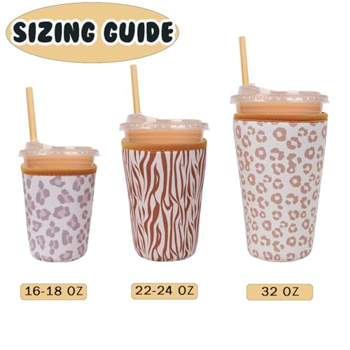 Image of Reusable Insulated Neoprene Iced Coffee Cup Sleeve, Durable Drink Sleeve for Cold Beverages, Beverage Holder for Iced Coffee (Wild Prints)