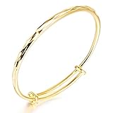 Bangle Bracelet, Tiffinys Jewelry Adjustable Bracelets, Gold-Tone Base Bangle Bracelet for Women, Gift for Girlfriend/ Mother