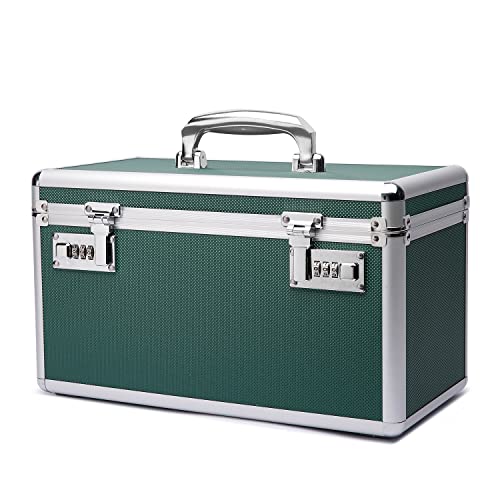 Boîte à Pharmacie avec Serrure à Combinaison, 36.1x18.3x20.8cm, adapté à l'entreposage de médicaments et d'objets personnels importants (ID, CASH, DOCUMENTS). Avec un petit étui portable (large/vert) Cover