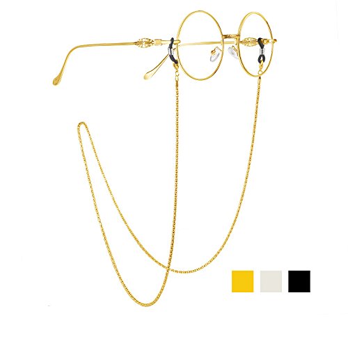 Whaline 3 Pieces Eyeglasses Chain Sunglass Neck Strap Holder With 6 Pcs Adjustable Rubber Ends Connectors (Silver Golden Black) #TOP1