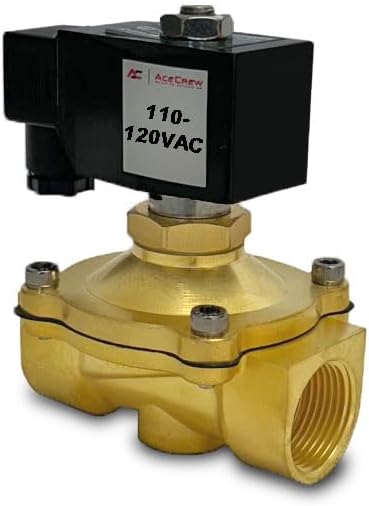 AceCrew Brass Solenoid Valve 1 inch NPT, 110VAC, 120VAC Normally Closed - flow control valve suitable for gas, air & fluid
