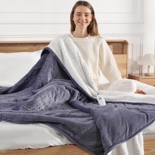 Electric Blanket Twin Size Purple Heated Blanket Twin Machine Washable