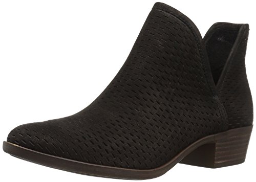 Lucky Brand Bashina Black Suede Leather Block Heel Low Cut Booties (9, Black)