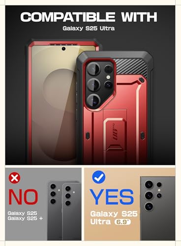 Image of SUPCASE for Samsung Galaxy S25 Ultra Case with Screen Protector, Red