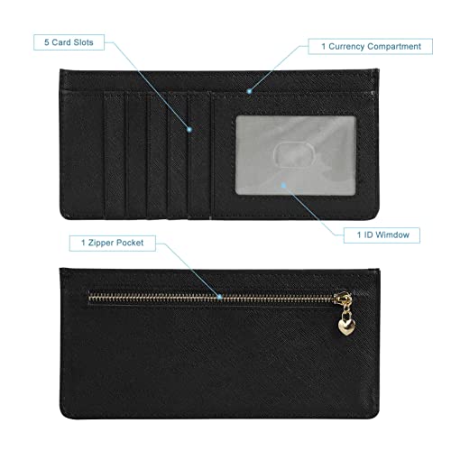 XEYOU Women Slim Rfid Blocking Credit Card Case Holder Wallet Zip ID Case Wallet Small Compact Leather Wallet Coin Purse2