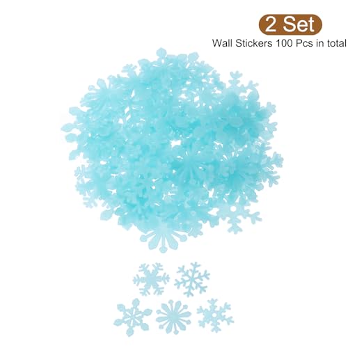 Adhesivos luminosos de copos de nieve azules 100pcs miniatura 3
