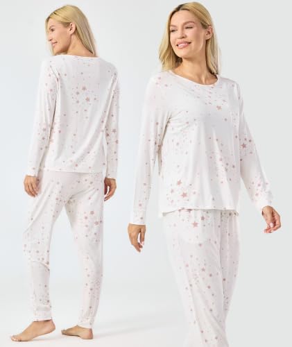 Image of GYS Bamboo Viscose Sleep Sets for Women Long Sleeve Crew Neck Pajama Sets with Pockets