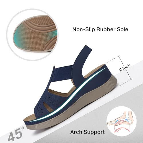 Image of SHIBEVER Wedge Sandals Women Comfortable: Sandals for Women 2026 Dressy Summer Ankle Strap Open Toe Low Heel Platform Wedges Shoes