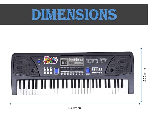 Image of Piano Keyboard with Mic | 61 Keys, 10 Rhythms, 16 Tones, 6 Demo Songs & 8 Percussions | Electronic Musical Toy for Boys & Girls Age 2-5 | Educational & Recording Keyboard for Beginners-Black