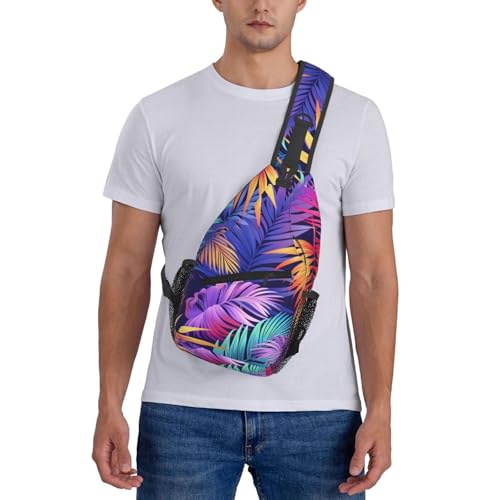 Mochila bandolera ligera de hojas tropicales coloridas miniatura 7
