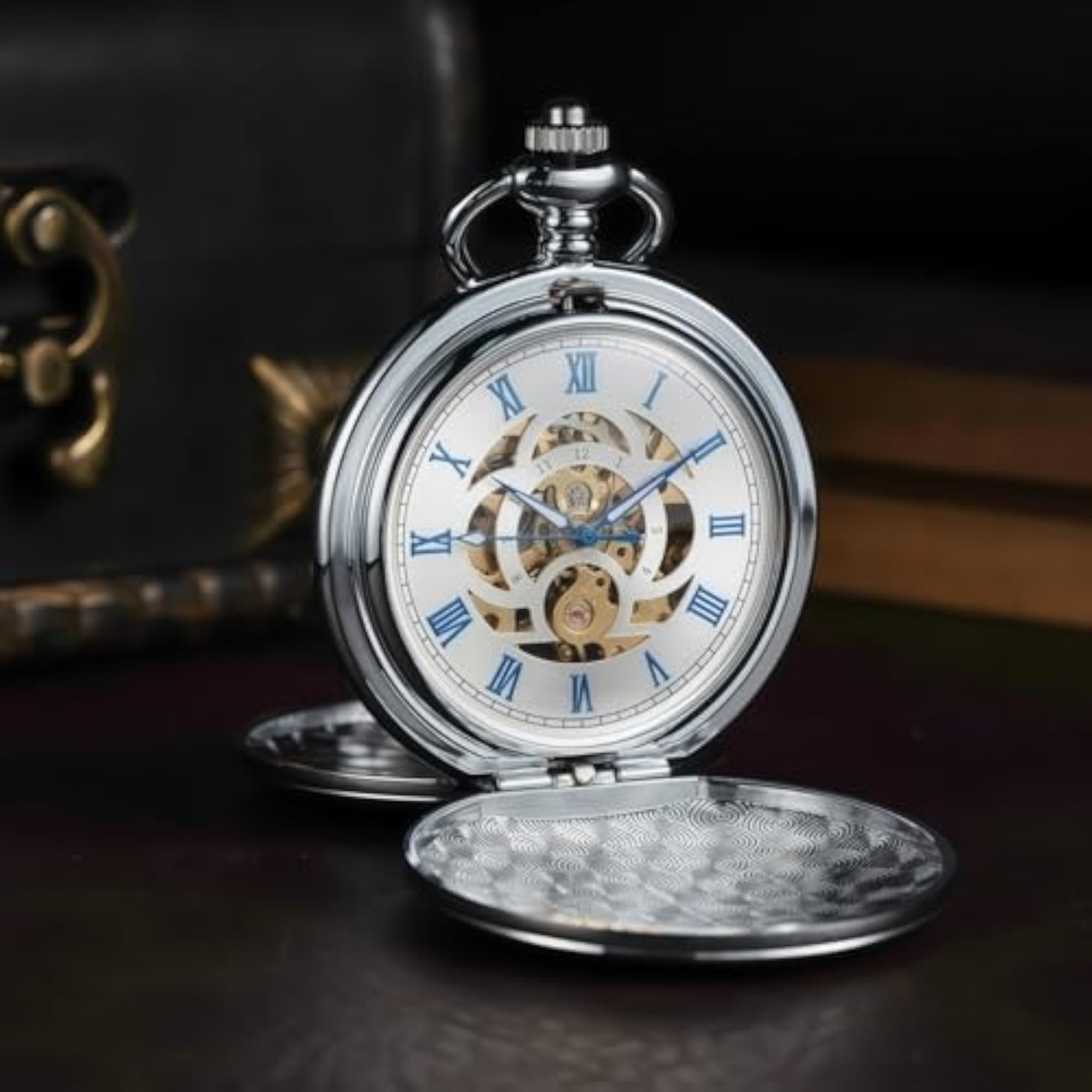 Mechanical Pocket Watch with Chain, Classic Design
