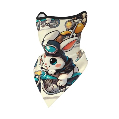 Reusable Face Cover Bandana Neck Gaiter Motorcyclists-Rabbits Breathable Outdoor Balaclavas Black