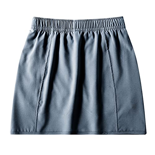 Kid1234 Girls Tennis Skirt High Waisted Golf Skort Athletic Skirt For Kids Running Quick Dry Workout With Pockets And Shorts Grey #TOP1