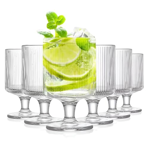 Image of Premium Wine Glasses 300ml, Set of 6 Long Wine, Burgundy Clear Glasses with Stem for Wedding Anniversary, Birthday, Gift (RKT-11, Set of 6)