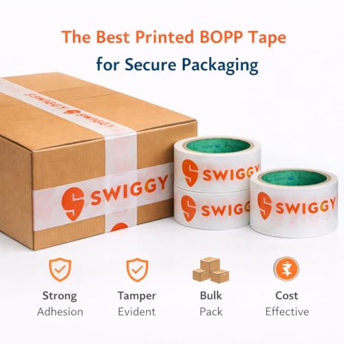 Image of Swiggy Food Packing Tape (2 Inch X 65 Meter in | Pack of 6