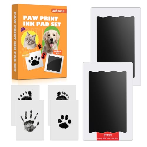 2 pcs Fußabdruck Baby Nabance Pfotenabdruck set Hund Katze mit 4 Karten Baby Fussabdruck set Baby Handabdruck Abdrücke Hundenasenabdruck Hundegeburtstag Geschenk für Hundebesitzer