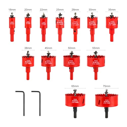 Hole Saw Set, 13Pcs 18mm - 75mm Hole Saws Drill Bit with Hex Shank and Centring Drill, Hole Cutter Drilling Holesaw Kit for Wood Soft Metal Plastic Plasterboard 2 Hole Saw Set, 13Pcs 18mm - 75mm Hole Saws Drill Bit with Hex Shank and Centring Drill, Hole Cutter Drilling Holesaw Kit for Wood Soft Metal Plastic Plasterboard - Image 2
