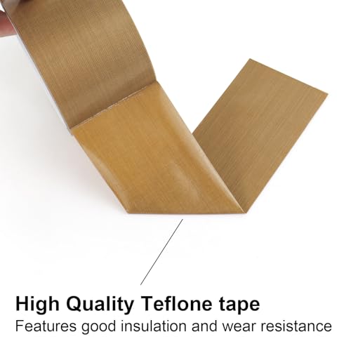 Image of BOMEI PACK PTFE Glass Cloth Tape, 2.4 inchx 33 ft High Temperature PTFE Tape Abrasion Resistant Surface Protection for Vacuum Sealer Machine, Hand Impulse Sealers Insulation Coated