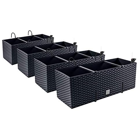 PAFEN 4X Blumenkasten Blumentopf Rattan-Optik Cover