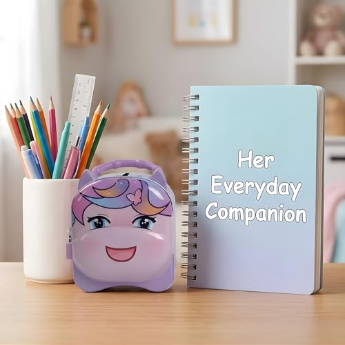 Image of Crackles Unicorn Piggy Bank for Girls with Lock & Key | Kids Money Bank Metal Coin Box | Cute Piggy Bank for Kids Girls | Kitty Bank, Gullak, Baby Money Bank, Gift Boys & Girl- Random Color