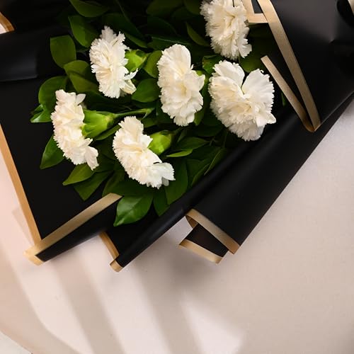 Image of FlowerAura Premium Fresh Live Flower Bouquet of 6 White Carnations In Designer Paper Gift For Birthday | Anniversary | Love | Home Decor | Fathers Day Gift For Dad (Same Day Delivery)
