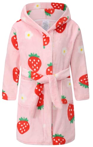 Image of Kid Fleece Hooded Robes Girls Bathrobes Boys Soft Plush Sleepwear Toddler Fuzzy Pajamas
