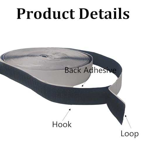 Image of pson 0.78 Inch x 26 Feet Self Adhesive Hook and Loop Tape, Heavy Duty Sticky Back for Home, Office, School, Car, and DIY Projects(Black)