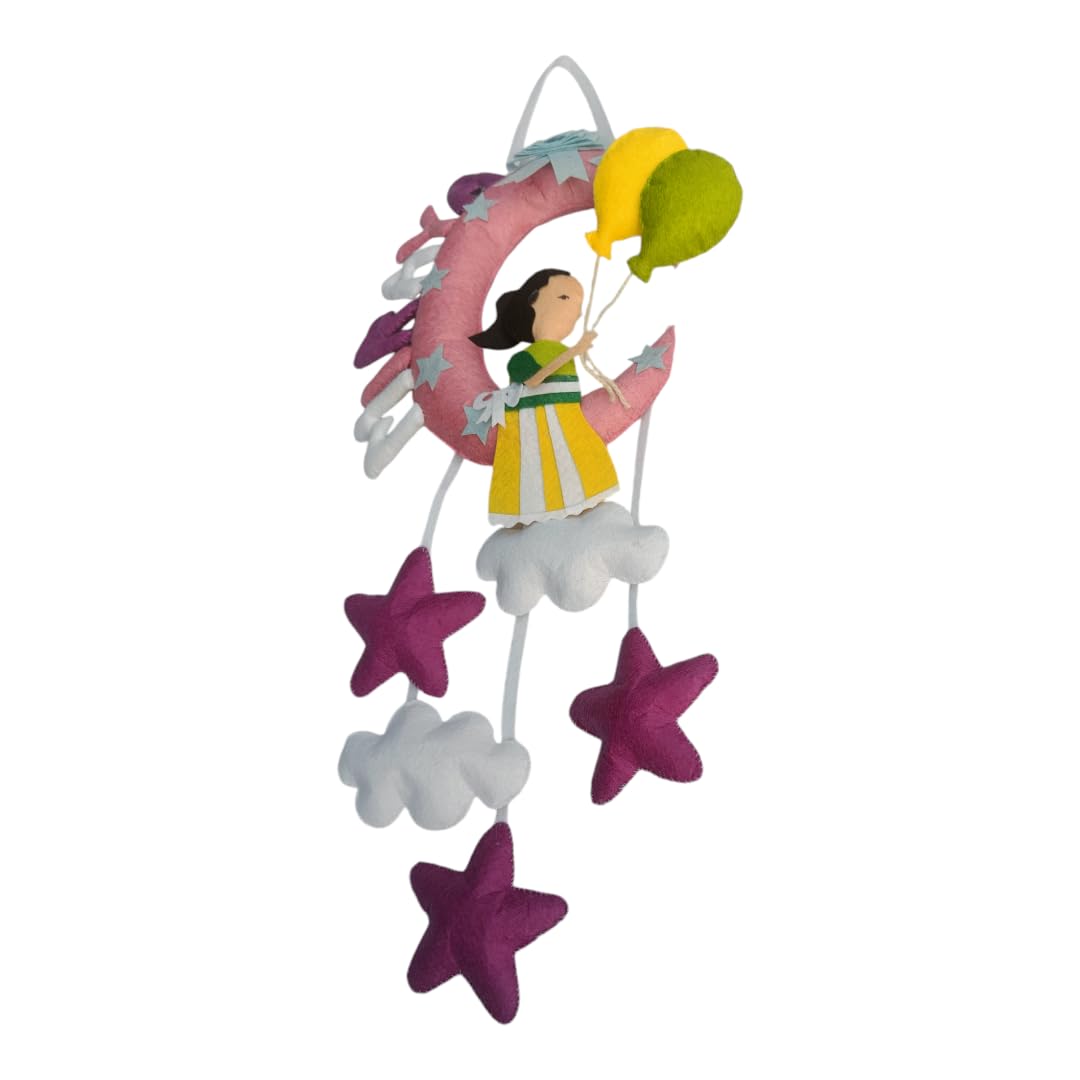 Personalized Dreamy Wall Hanging: Girl with Stars, Moon, and Doll for Wall Hanging| |Decor| Living|Room|Interior|Decoration|Home|Artworks|Hangings|Items|Door|Decorative|Item|Kids|Gifts|Modern|Offices-picture-10