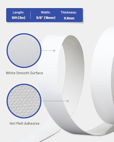 Image of Melamine Edge Banding White 5 /8 inch x 10 ft Veneer Edging Easy Application Iron on Edge Banding Tape for Cabinet Plywood Repairs Furniture Restoration