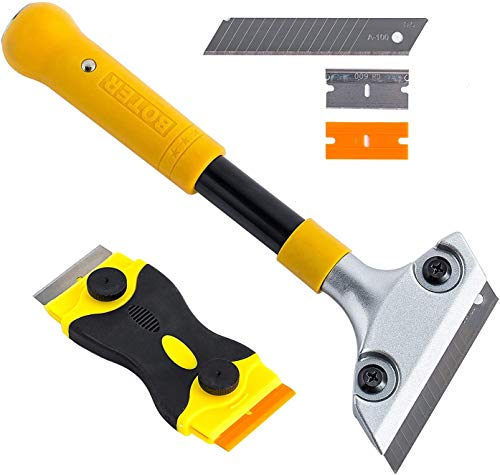 Razor Blade Scraper Heavy Duty 4-inch with Long-Handle, Wallpaper Painting Stripping Tools, Cleaning Glass Wall Scraper, Floor Tile Adhesive Removal, with Mini Razor Scraper Tool. Razor Blade Scraper Heavy Duty 4-inch with Long-Handle, Wallpaper Painting Stripping Tools, Cleaning Glass Wall Scraper, Floor Tile Adhesive Removal, with Mini Razor Scraper Tool.