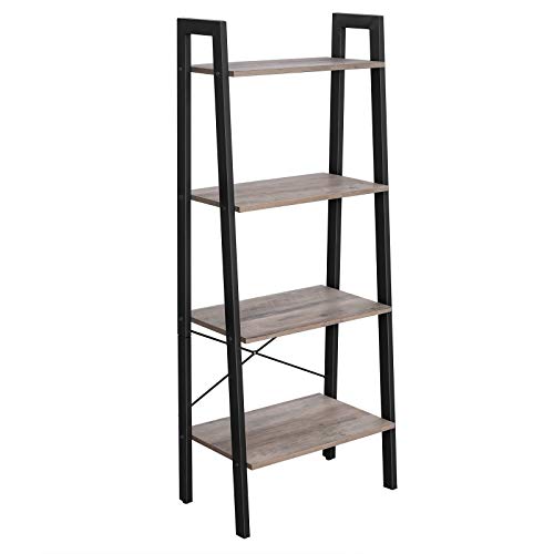 VASAGLE ALINRU Ladder Shelf, 4-Tier Bookshelf, Free Standing Storage Shelves, Stable Metal Frame