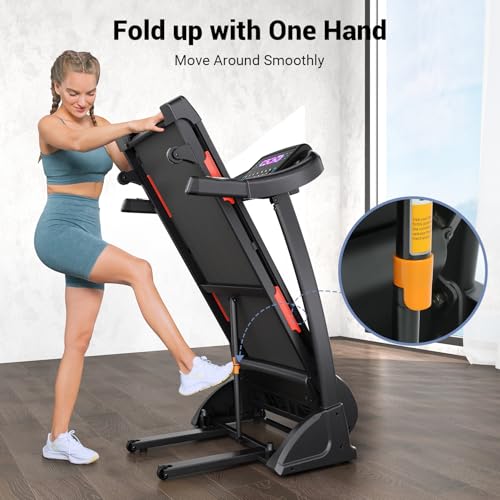 THERUN Incline Treadmill, Treadmills for Running and Walking, 300 lbs Weight Capacity Folding Treadmill with 0-15% Auto Incline, Wide Belt, 3.5HP, App, Heart Rate, Red by THERUN - Image 5