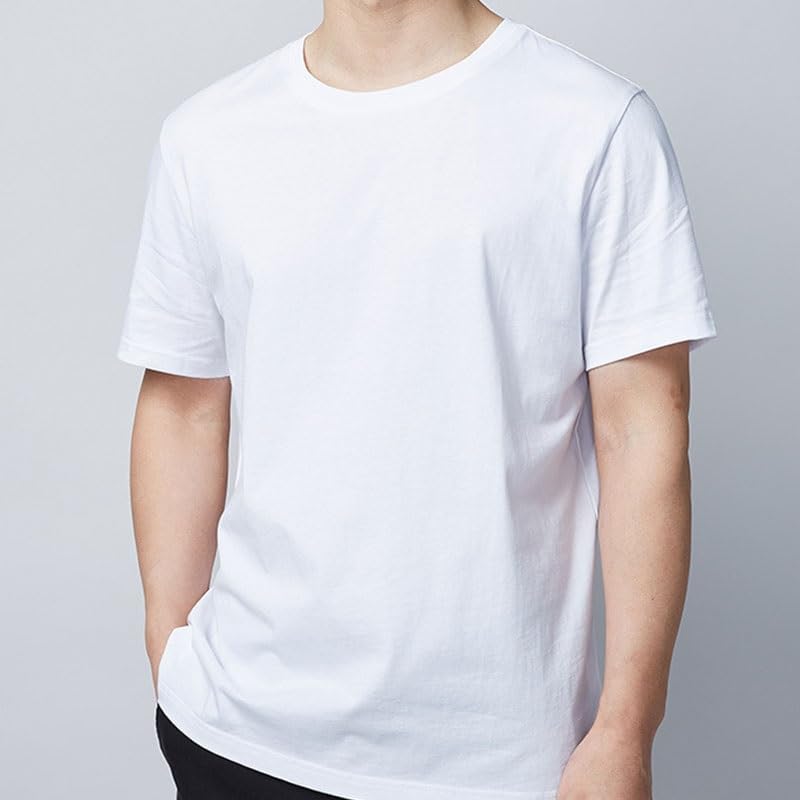 Men Casual Basic Short Sleeves Fashion Cotton Round Neck T-Shirt Breathable Sweat-Wicking Pullover Vest Gray