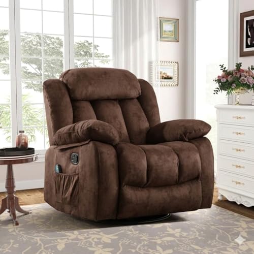 Image of Amazon Brand - Solimo Stark | Single Seater Sofa Recliner | Rocking, Revolving and Recline Manual Recliner (Velvet Brown) | 1 Year Warranty