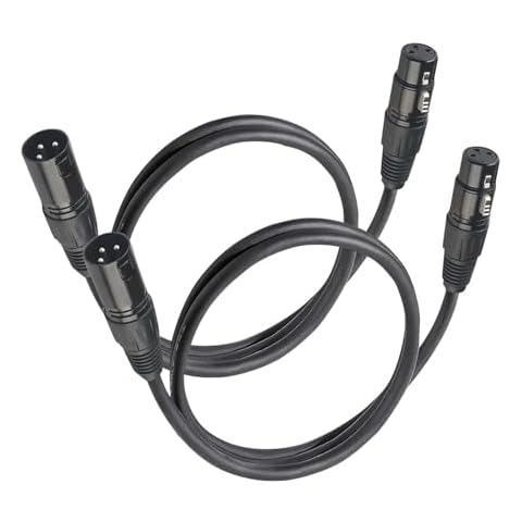 jindaaudio XLR Cables, DMX Cable Male to Female (2Pack), XLR Microphone Cable 4ft/1.2m, Light DMX Terminator 3 Pin Connector Cover