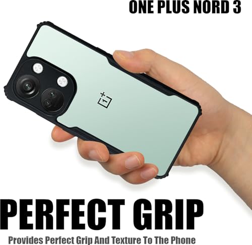 Image of AIBEX Crystal Clear Back Cover Case for OnePlus Nord 3 5G | 360 Degree Protection | Shock Proof Design | Transparent Back Cover Case (PC & TPU, Black Bumper)